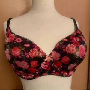Victoria's Secret Body Lined Perfect Coverage Bra Floral Pattern 36DD